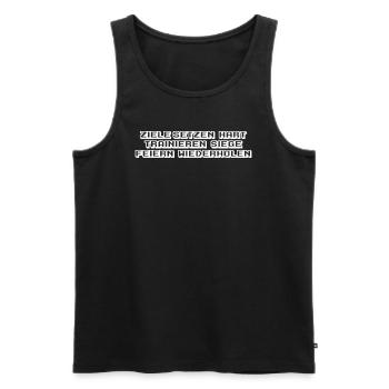 Fitness - Ziele setzen, hart trainieren, Siege - Männer Premium Bio Tank Top - Schwarz - Vorne - Michal (187cm)