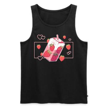 Strawberry Milkshake Fruity Juice Drink Kawaii Aes - Männer Premium Bio Tank Top - Schwarz - Vorne - AI Model Male 178 light (178cm)