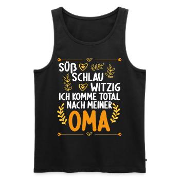 Ich komme total nach meiner Oma Enkelin Enkel - Männer Premium Bio Tank Top - Schwarz - Vorne - Michal (187cm)