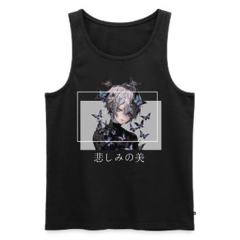 Enchanted Anime Guy Butterflies Ethereal Gothic Ae - Männer Premium Bio Tank Top - Schwarz - Vorne - AI Model Male 178 light (178cm)