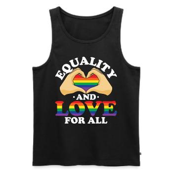 Equality and Love For All Heart Rainbow LGBTQ - Männer Premium Bio Tank Top - Schwarz - Vorne - Michal (187cm)