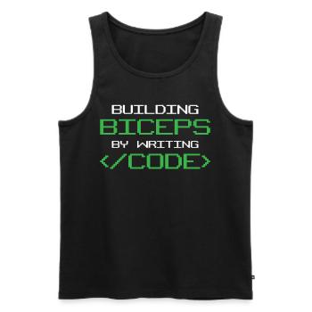 Building Biceps by Writing Code Humor Programming - Männer Premium Bio Tank Top - Schwarz - Vorne - Michal (187cm)