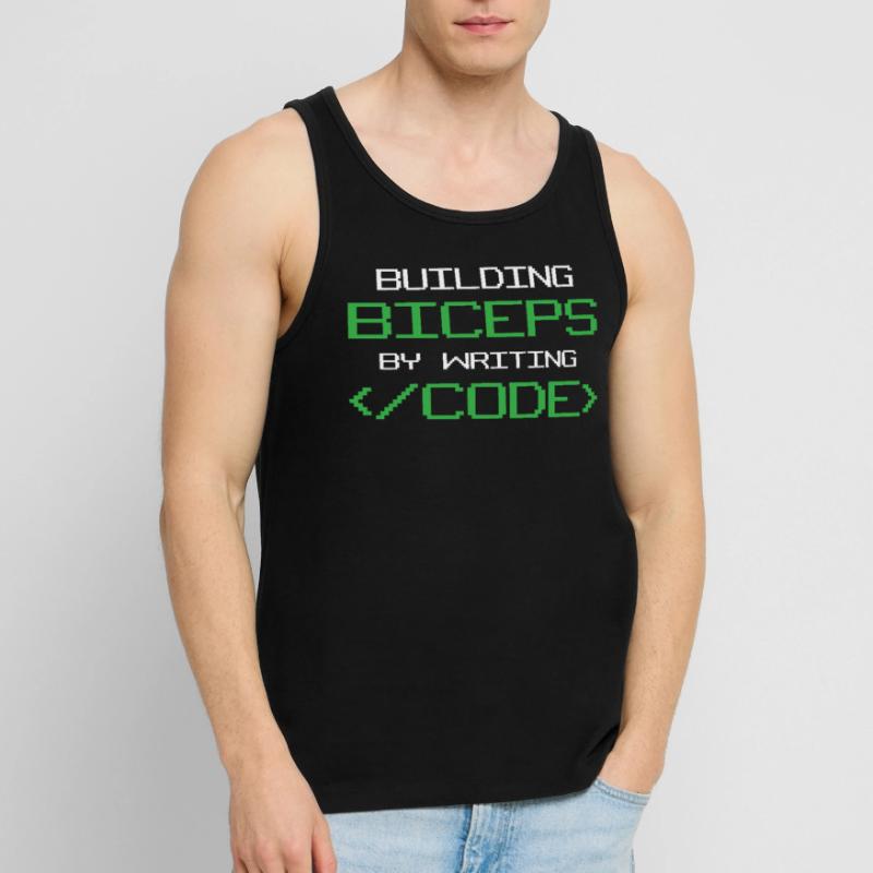 Building Biceps by Writing Code Humor Programming Männer Premium Bio Tank Top