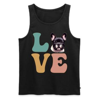 Bouledogue français Frenchie amoureux des chiens - Débardeur bio Premium Homme - noir - Devant - AI Model Male 178 light (178cm)