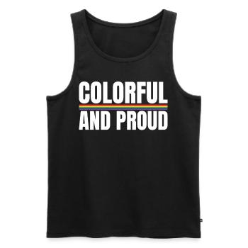 Colorful and Proud Rainbow Love Gay Pride - Männer Premium Bio Tank Top - Schwarz - Vorne - Michal (187cm)