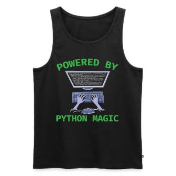 Powered by Python Magic Python Programming Coding - Männer Premium Bio Tank Top - Schwarz - Vorne - Michal (187cm)