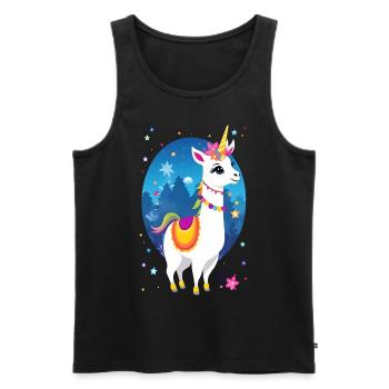 Lama Einhorn - Männer Premium Bio Tank Top - Schwarz - Vorne - AI Model Male 178 light (178cm)