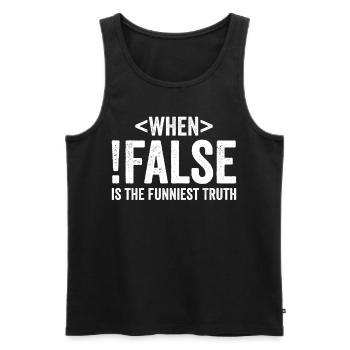 When False Is The Funniest Truth Funny Programmer - Männer Premium Bio Tank Top - Schwarz - Vorne - AI Model Male 178 light (178cm)