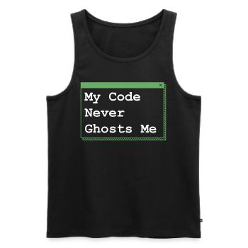 My Code Never Ghosts Me Developer Coder Programmin - Männer Premium Bio Tank Top - Schwarz - Vorne - Michal (187cm)