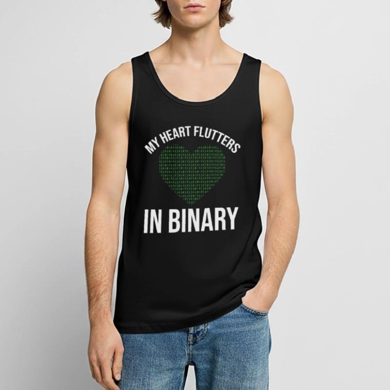My Heart Flutters In Binary Programmer Computer Männer Premium Bio Tank Top