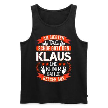 Klaus Name Vorname Namenstag Namensgeschenk Klaus - Männer Premium Bio Tank Top - Schwarz - Vorne - Michal (187cm)