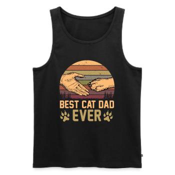 Meilleur Chat Papa Jamais Rétro Vintage Cadeau Femmes Hommes - Débardeur bio Premium Homme - noir - Devant - Michal (187cm)