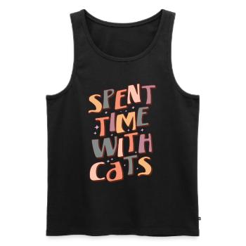 Spent Time with Cats - Lustige Katzen Mama Retro - Männer Premium Bio Tank Top - Schwarz - Vorne - Michal (187cm)