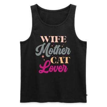 Wife Mother Cat Lover - Lustige Katzen Mama Retro - Männer Premium Bio Tank Top - Schwarz - Vorne - Michal (187cm)
