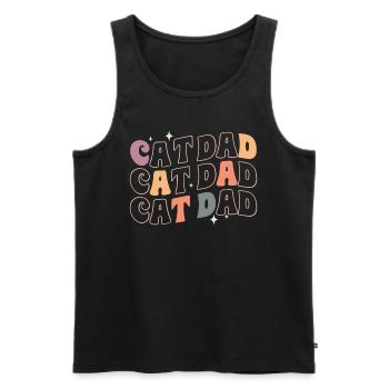 Cat Dad - Lustige Katzen Papa Retro Style - Männer Premium Bio Tank Top - Schwarz - Vorne - Michal (187cm)
