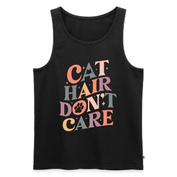 Cat Hair don't care - Lustige Katzen Mama Retro - Männer Premium Bio Tank Top - Schwarz - Vorne - Michal (187cm)
