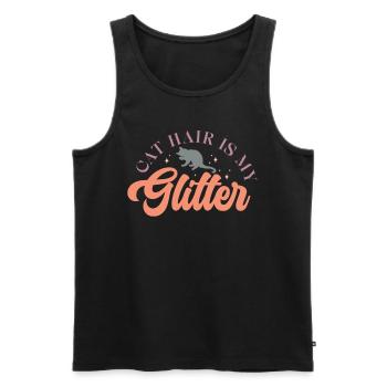 Cat Hair is my Glitter - Lustige Katzen Mama Retro - Männer Premium Bio Tank Top - Schwarz - Vorne - Michal (187cm)