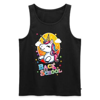 Unicorn Einhorn zurück zur Schule - Männer Premium Bio Tank Top - Schwarz - Vorne - Michal (187cm)