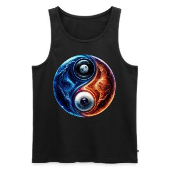 Yin Yang Wasserfeuer - Männer Premium Bio Tank Top - Schwarz - Vorne - AI Model Male 178 light (178cm)