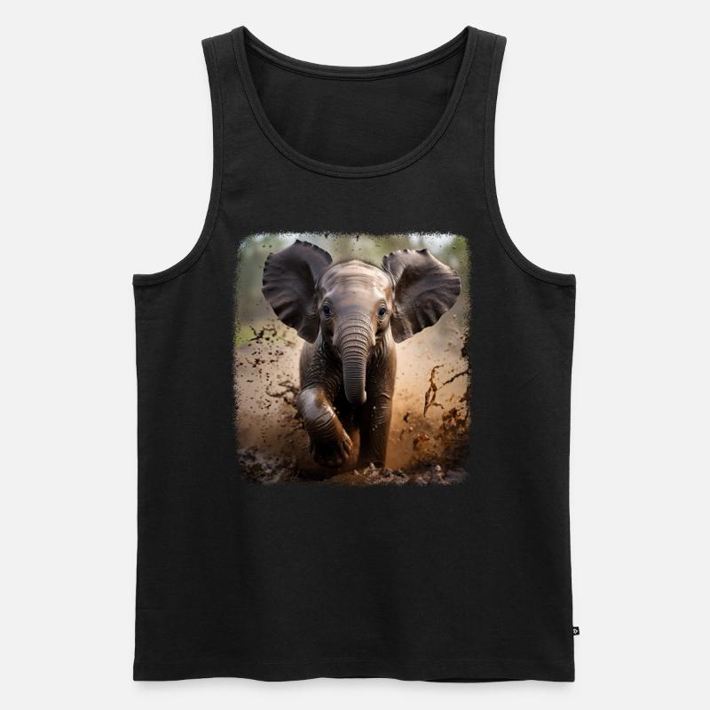 Elefanten realistic Elefant - Männer Premium Bio Tank Top - Schwarz