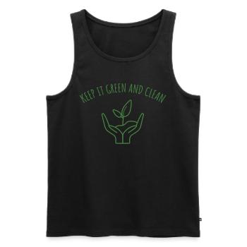 Keep it Green and Clean Ecology Planet Earth - Männer Premium Bio Tank Top - Schwarz - Vorne - AI Model Male 178 light (178cm)