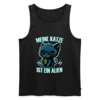 Mon chat est un extraterrestre, humour, fun, fun, cool, - Débardeur bio Premium Homme - noir - Devant - AI Model Male 178 light (178cm)