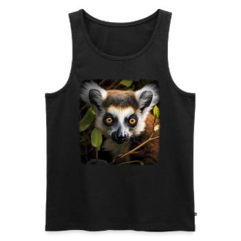 Ring-tailed lemurs realistic ring-tailed lemur - Men's Premium Organic Tank Top - black - Front - AI Model Male 178 light (178cm)