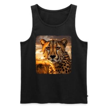 Guépard réaliste Guépard - Débardeur bio Premium Homme - noir - Devant - AI Model Male 178 light (178cm)