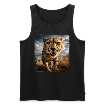 Guépard réaliste Guépard - Débardeur bio Premium Homme - noir - Devant - AI Model Male 178 light (178cm)