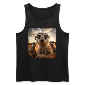 Meerkat realistic Erdmännchen - Men's Premium Organic Tank Top - black - Front - Michal (187cm)