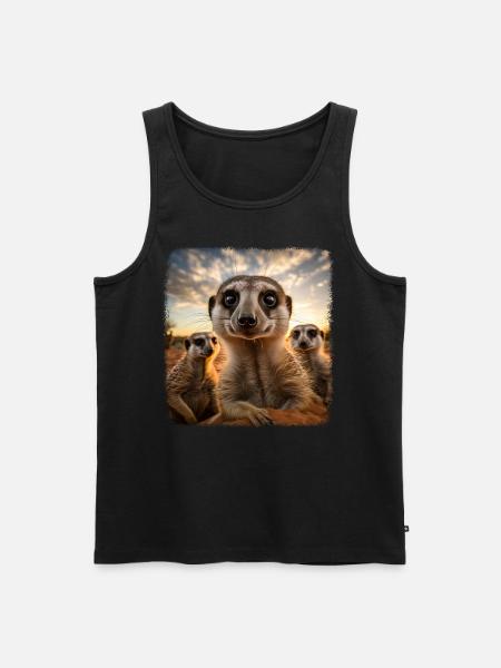 Meerkat realistic Erdmännchen - Men's Premium Organic Tank Top - black