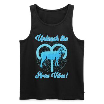 Unleash the Aries Vibes! Astrological Horoscope - Männer Premium Bio Tank Top - Schwarz - Vorne - Michal (187cm)