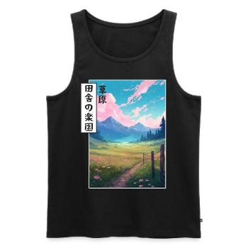 Countryside Dreamy Pasture Meadow Japanese Aesthet - Männer Premium Bio Tank Top - Schwarz - Vorne - Michal (187cm)