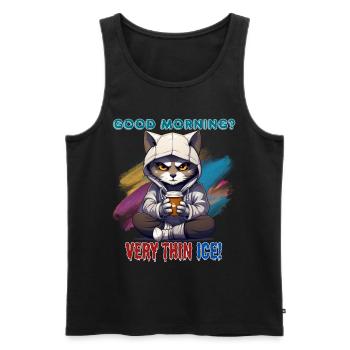 Good morning? Very thin ice! Humor, Spaß, Fun, - Men's Premium Organic Tank Top - black - Front - AI Model Male 178 light (178cm)
