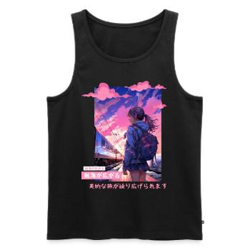 Japanese Aesthetic Countryside Kawaii Girl Vaporwa - Männer Premium Bio Tank Top - Schwarz - Vorne - AI Model Male 178 light (178cm)