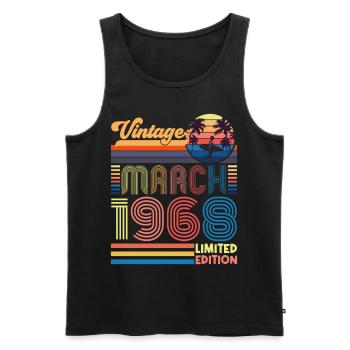 Geburtstag März 1968.Geschenk März 1968.März 1968 - Männer Premium Bio Tank Top - Schwarz - Vorne - Michal (187cm)