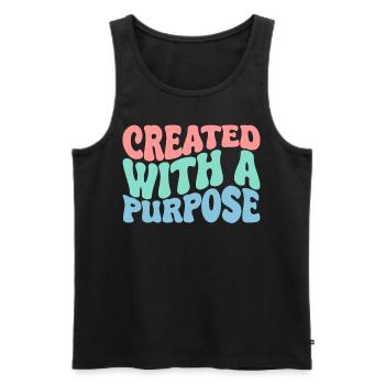 Created with a Purpose Groovy Bible Verse - Men's Premium Organic Tank Top - black - Front - Michal (187cm)