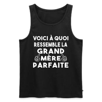 Grand Mère Parfaite Mémère Mémé Mamie Bonne Maman - Débardeur bio Premium Homme - noir - Devant - AI Model Male 178 light (178cm)