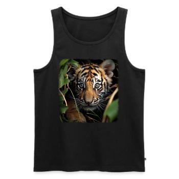 Tiger realistic baby tiger - Men's Premium Organic Tank Top - black - Front - AI Model Male 178 light (178cm)