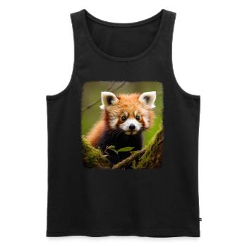 Pandas roux Panda roux réaliste - Débardeur bio Premium Homme - noir - Devant - AI Model Male 178 light (178cm)