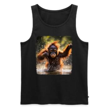 Orangs-outans réalistes Orangs-outans - Débardeur bio Premium Homme - noir - Devant - AI Model Male 178 light (178cm)