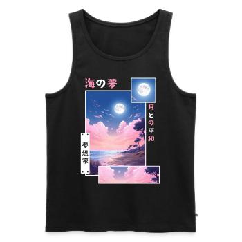 Vintage Japanese Vaporwave Dreamy Ocean Lofi Stree - Männer Premium Bio Tank Top - Schwarz - Vorne - Michal (187cm)