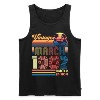 Geburtstag März 1982.Geschenk März 1982.März 1982 - Männer Premium Bio Tank Top - Schwarz - Vorne - Michal (187cm)