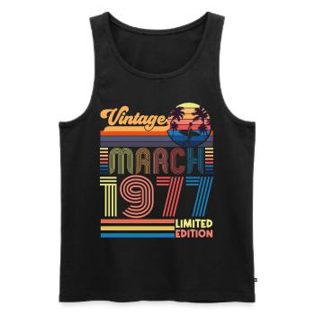 Birthday March 1977.Gift March 1977.March 1977 - Men's Premium Organic Tank Top - black - Front - Michal (187cm)