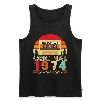 Original 1974 50th Anniversary Vintage Geschenk - Männer Premium Bio Tank Top - Schwarz - Vorne - Michal (187cm)