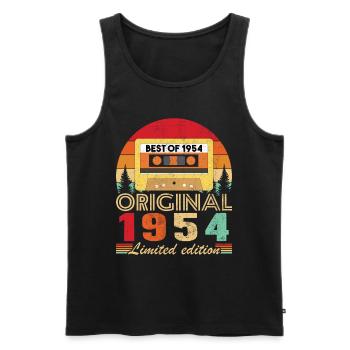 Original 1954 70th Anniversary Vintage Geschenk - Männer Premium Bio Tank Top - Schwarz - Vorne - Michal (187cm)