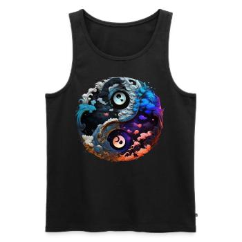Yin Yang - Männer Premium Bio Tank Top - Schwarz - Vorne - Michal (187cm)