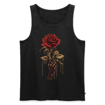 Main tenant Rose doux Grunge Vintage Goth esthétique - Débardeur bio Premium Homme - noir - Devant - AI Model Male 178 light (178cm)