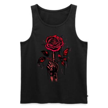 Hand Hält Rose Ästhetik Vintage Goth Soft Grunge - Männer Premium Bio Tank Top - Schwarz - Vorne - AI Model Male 178 light (178cm)