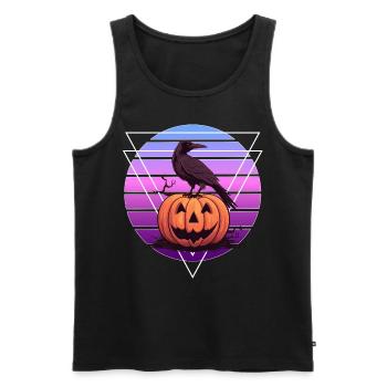 Raven Crow On Pumpkin Vaporwave Halloween Pagan Ae - Männer Premium Bio Tank Top - Schwarz - Vorne - AI Model Male 178 light (178cm)